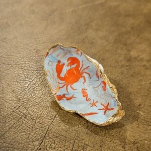 Handcrafted‎ Blue and Red Crab Art Dish